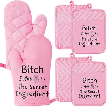 GROBRO7 6Pcs Funny Oven Mitts Pot Holders Baking Gift, I Am The Secret by GROBRO7