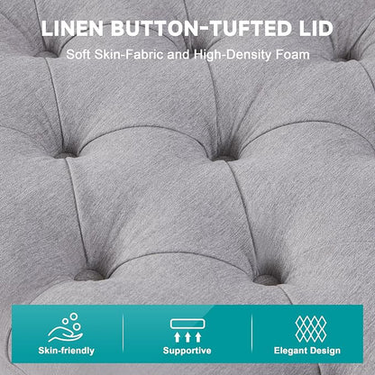 50" Storage Ottoman Bench, Tufted Ottoman - Image 6