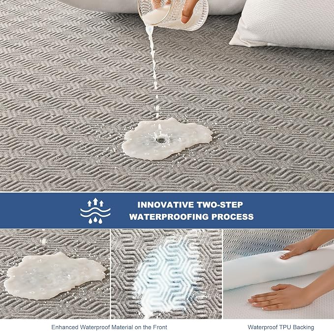 GRT Twin XL Mattress Protector Waterproof, Breathable Bamboo Charcoal Fiber - Image 2