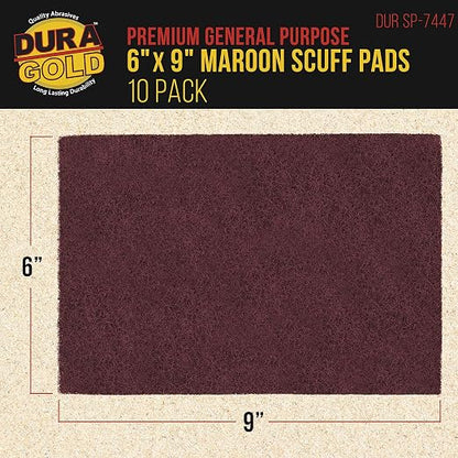 Dura-Gold Premium 6" x 9" Maroon General Purpose Scuff Pads, Box of 10 - Image 2