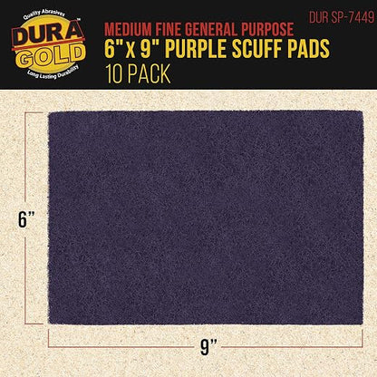 Dura-Gold Premium 6" x 9" Purple Medium Fine 600 Grit General Purpose Scuff Pads - Image 2