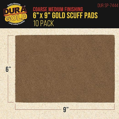 Dura-Gold Premium 6" x 9" Gold Coarse Scuff Pads, Box of 10 - Image 2