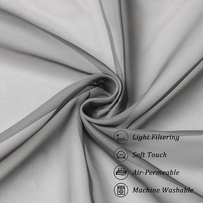 Chyhomenyc Voile Sheer Window Curtain Panels 54 Inch Long, Top Dual Rod Pockets - Image 7