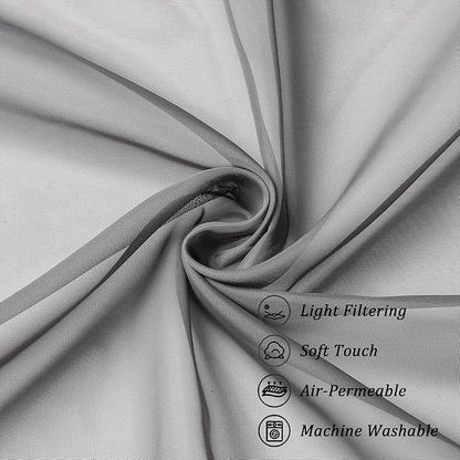 Chyhomenyc Extra Long Sheer Curtain Panels 96 Inches, Voile Top Dual Rod - Image 7