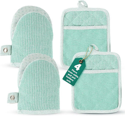 Casa Platino Heat Resistant Oven Mitts & Pot Holders, 4-Piece – Oven Mitt by CasaPlatino