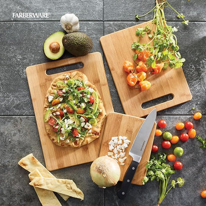 Farberware 3-Piece Wood Cutting Board Set, Reversible Chopping Boards - Image 3