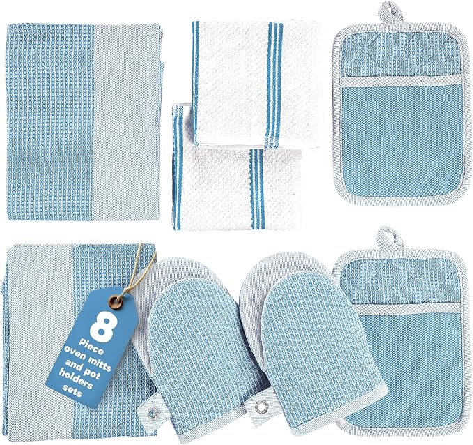 Casa Platino Silicone Oven Mitts Set, 8-Piece – 500°F Heat Resistant Mini Oven by CasaPlatino