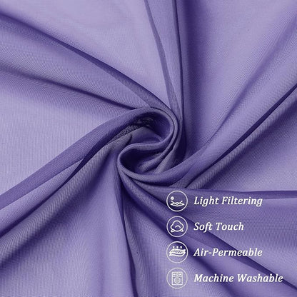 Chyhomenyc Sheer Curtains 36 inch Length 2 Panels, Light Filtering Voile Rod - Image 8