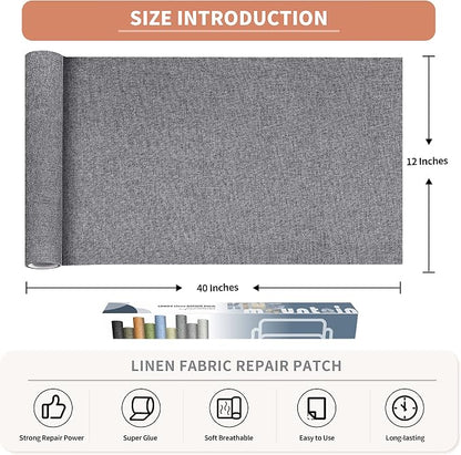 Fine Linen Fabric Patches, Self-Adhesive, Extra Large 12x40 Inch, - Image 2
