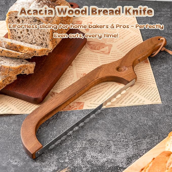 Bread Knife for Homemade Bread, 14.5" Wooden Sourdough Bread Knife, Sourdough - Image 2