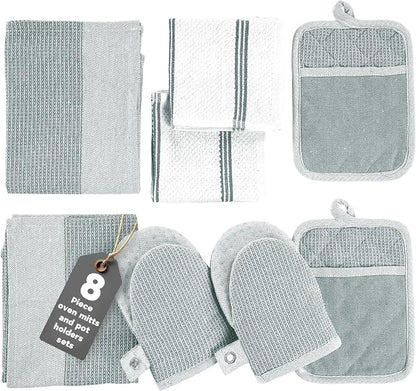 Casa Platino 8-Piece Mini Oven Mitt & Pot Holder Set – 500°F Heat Resistant by CasaPlatino