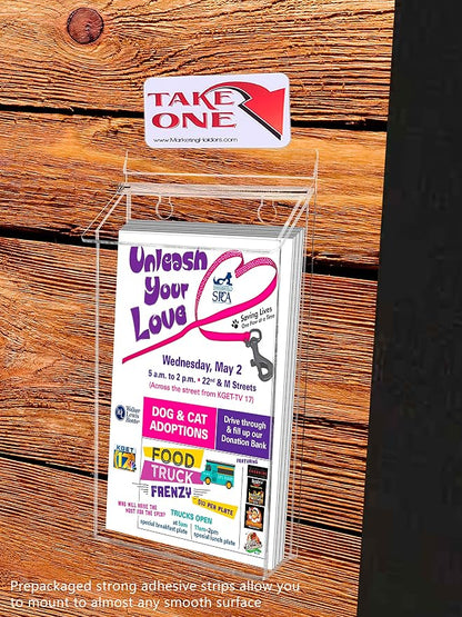 Outdoor Brochure Holder Holds 6" x 10" Booklets Wall Mount Clear - Image 2
