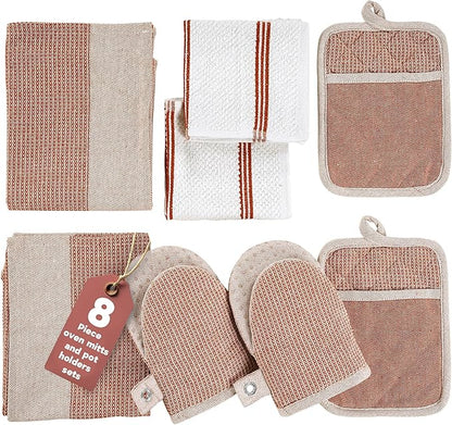 Casa Platino Potholders for Kitchens, 8-Piece – 500°F Heat Resistant Oven Mitts by CasaPlatino