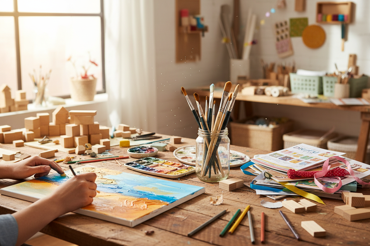 At InspireCraft, we believe creativity is for everyone. Whether you’re painting your first canvas, building a model, or exploring new DIY projects, we provide the tools, kits, and materials to bring your imagination to life. Every craft starts with inspiration — and we’re here to help you find yours. (make it real photo)