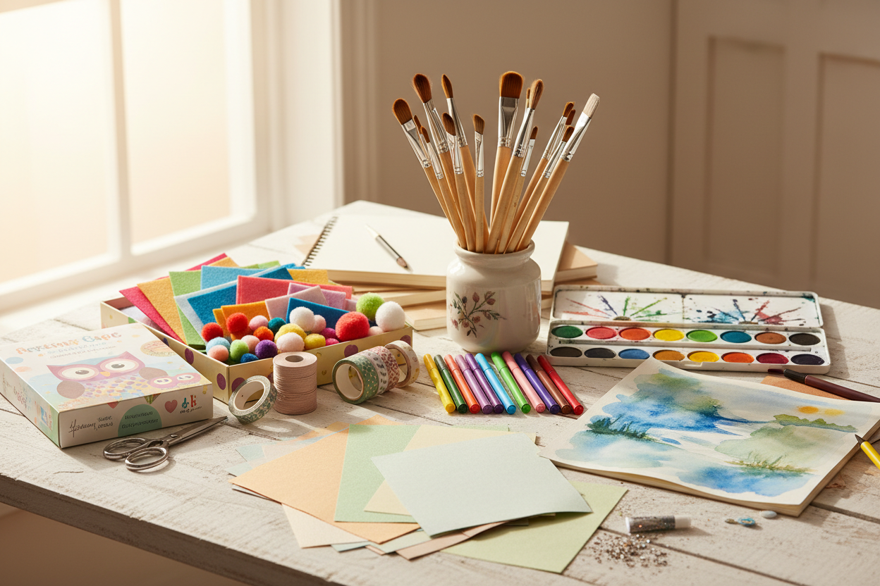 From beginner-friendly sets to premium art tools, InspireCraft makes crafting easy and enjoyable for all skill levels. Each product is thoughtfully curated to encourage creativity, reduce stress, and help you make something truly your own. (make it real photo)